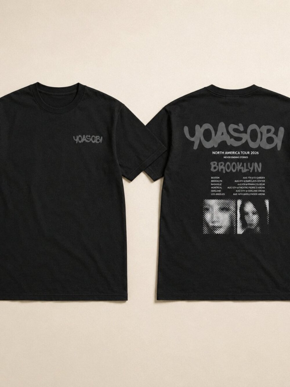 YOASOBI Brooklyn North America Tour 2026 Double-Sided Black T-Shirt